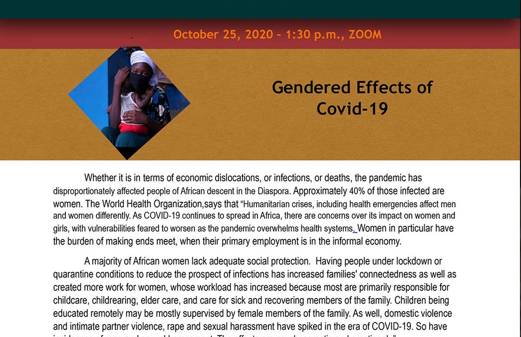 Gendered Effects of COVID19 on Africa and Her Diaspora